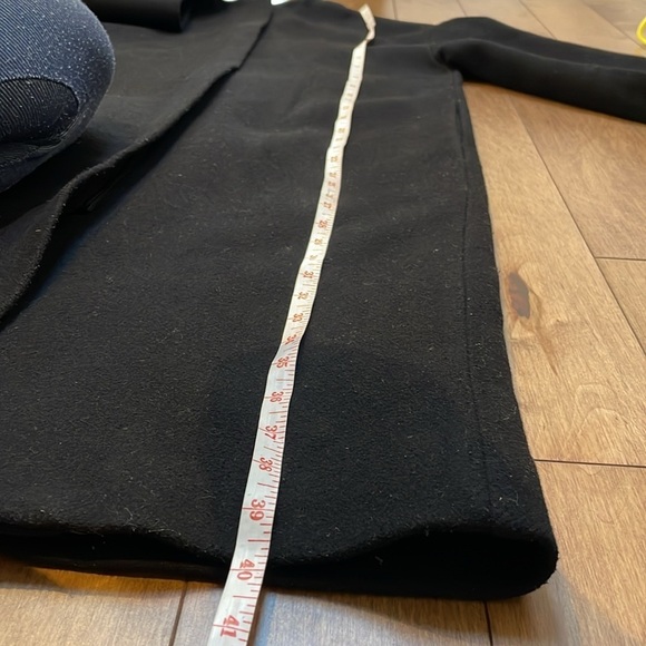 Oak + fort womens cocoon wool coat XS long zipper shawl scarf attached black - Picture 9 of 13
